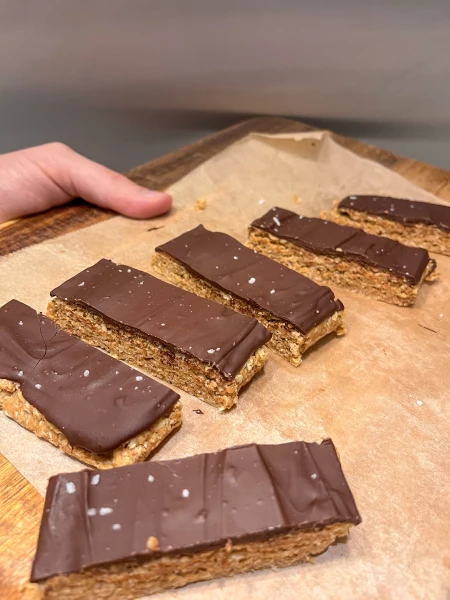 Image de la recette : Barres choco cacahuète avoine