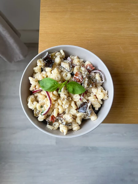 Image de la recette : Salade de pâtes ricotta aubergine